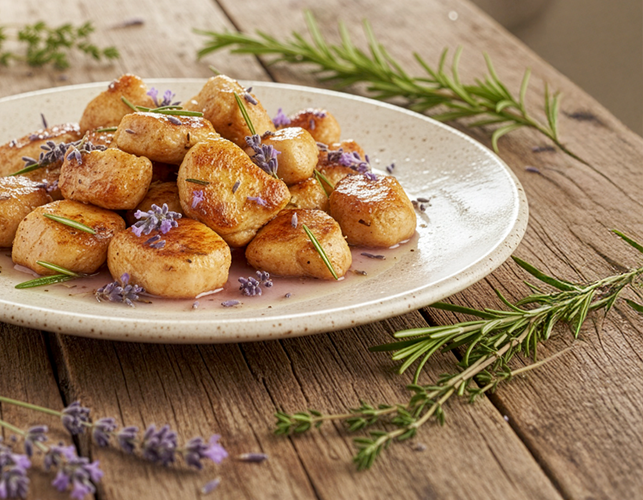 Pollo al timo, lavanda e rosmarino
